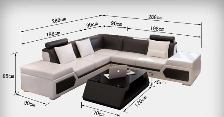 Leather sofa L-shape couch living area corner sofa set design modern sofa + USB