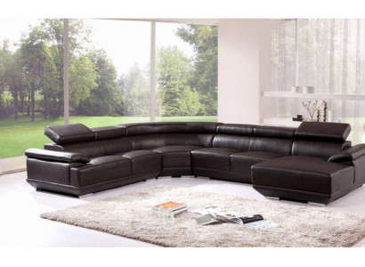 Living area leather corner sofa with USB, sofa couch upholstered corner suite.