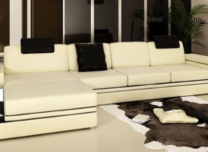 Living Room Sofa Leather Sofa Upholstered Couch Seating Set Modern Illuminated LED + USB