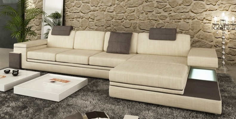 New padded corner sofa in leather sofa L-shape for the living room
