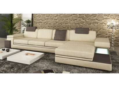 New padded corner sofa in leather sofa L-shape for the living room