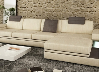 New padded corner sofa in leather sofa L-shape for the living room