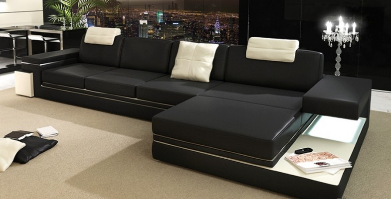 Modern living room design couch textile fabric sofa upholstery corner suite LED + USB