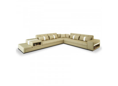 Sectional sofa couch USB upholstery living landscape leather sofa design L shape new beige