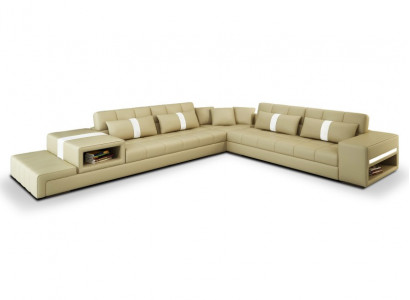 Sectional sofa couch USB upholstery living landscape leather sofa design L shape new beige