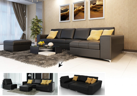 Leather sofa, couch, USB living landscape sectional sofa suite, modern design, new K5005