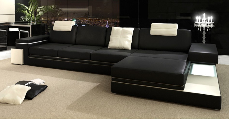 Corner sofa with USB couch sofa living area corner suite leather fabric PHM88