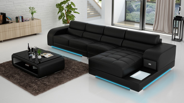 Stylish design: The black L-shaped sofa for sophistication and comfort