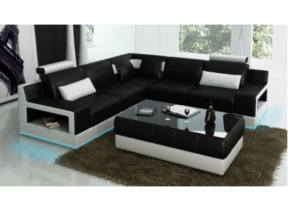Modern designer premium leather corner sofa highest comfort and timeless aesthetics.