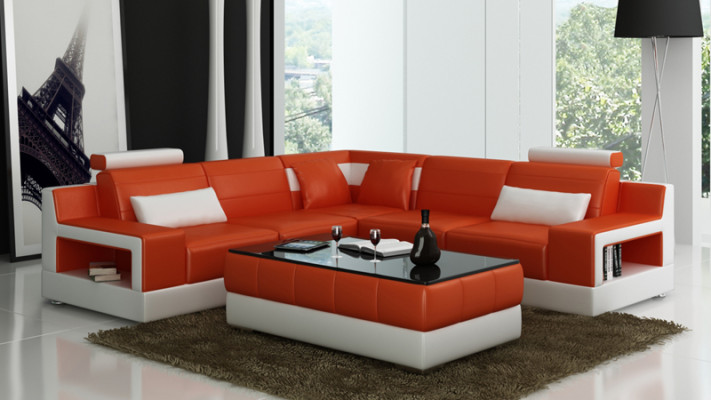 Modern designer premium leather corner sofa highest comfort and timeless aesthetics.