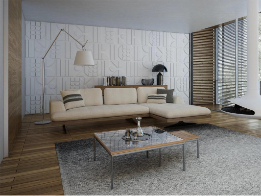 Modern luxury sofa couch living room relax corner sofa L-shape with 2x coffee table