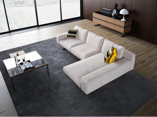 Designer luxury textile upholstered sofa L-shape living room 2x coffee table furniture