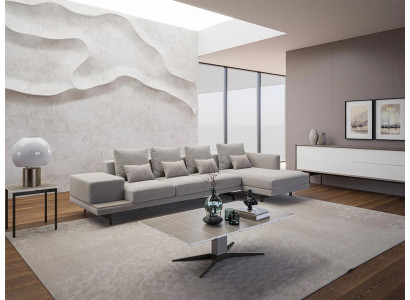 Luxury Living Room Set 3-piece Corner Sofa L-Shape New Coffee Table with Wooden Side Table