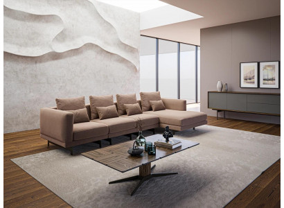 Beige Upholstered Furniture Luxury Corner Set Corner Sofa L-Shape Designer Interior