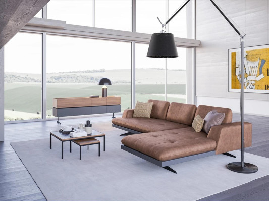 Living room leather corner sofa L-shape upholstered furniture modern relax sofa couch