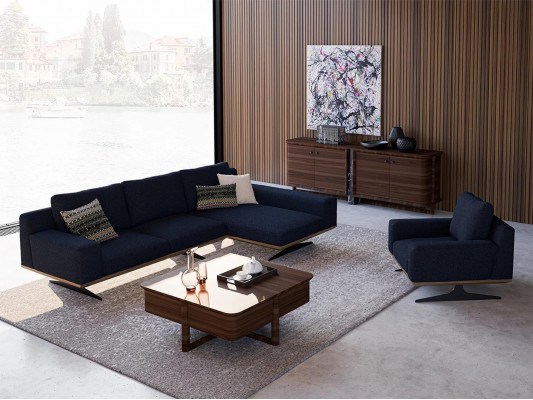 Modern blue designer living room furnishings upholstered sofa luxury upholstery fabric