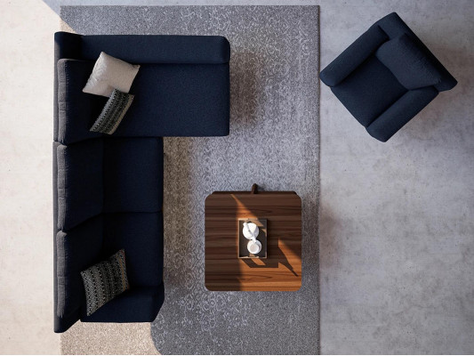 Modern blue designer living room furnishings upholstered sofa luxury upholstery fabric