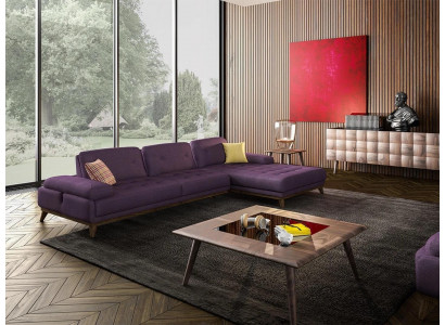 Purple L-shaped sectional sofa living room luxury coffee table furnishing new set furniture