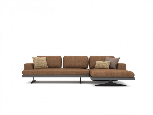 Corner sofa L-shape relax living room brown leather sofa upholstered furniture corner set.