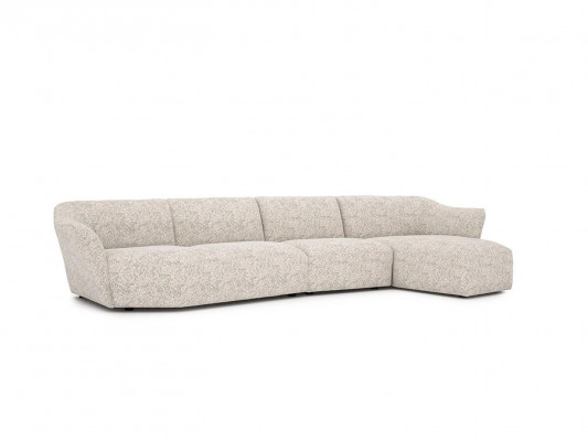 Modern L-shaped sectional sofa, white upholstery, living room, new furniture.