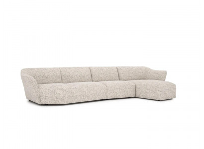 Modern L-shaped sectional sofa, white upholstery, living room, new furniture.