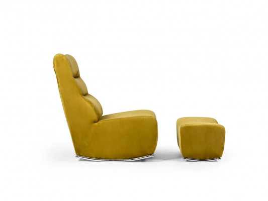 Luxury Yellow Complete Armchair with Ottoman Seating Furniture Living Room Designer Textile