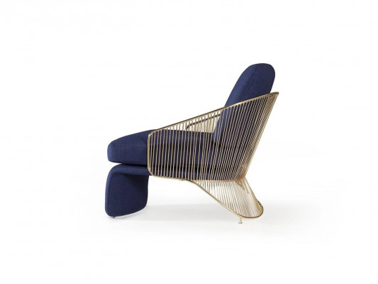 Blue seating luxury armchair furnishing living room designer upholstered furniture
