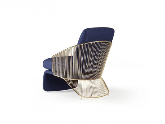 Blue seating luxury armchair furnishing living room designer upholstered furniture