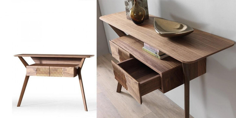 Living Room Luxury Console Table Brown Wood Table Modern Design Console