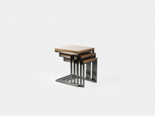 Living room 3x side table luxury wood table stainless steel design furniture furnishing