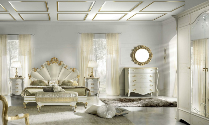 Classic Bed Baroque Rococo Hotel Beds Upholstered Bed Double Bed Italian Furniture
