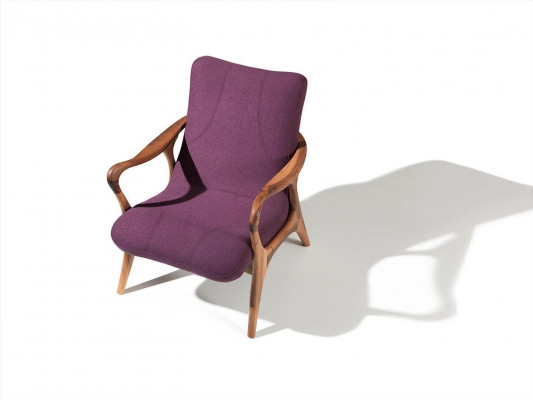Design seating furniture, purple armchair, couch, seat, living room, wood, modern upholstery, textile