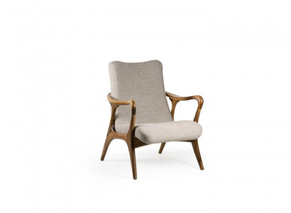 Living room armchair couch seat modern wood design textile upholstered armchair new