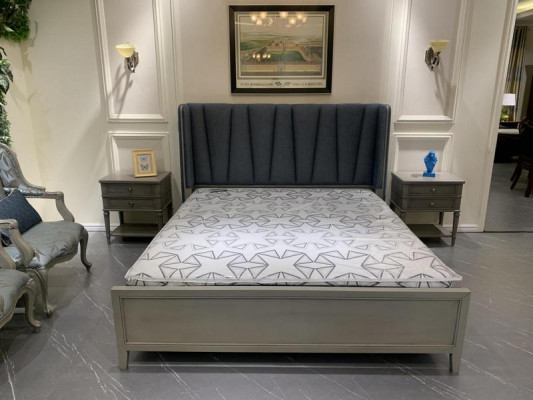 Design bedroom 3-piece. Bed 2x nightstands bed set wood nightstand gray