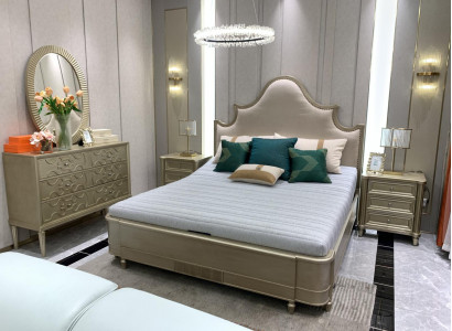 Bedroom design bed set ensemble beds 2x nightstand 3-piece furniture complete.