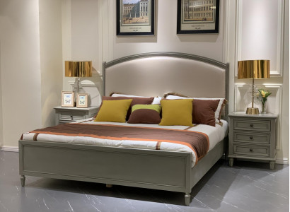 Bedroom set: bed + 2x nightstand dresser beds double bed furniture 3-piece wood