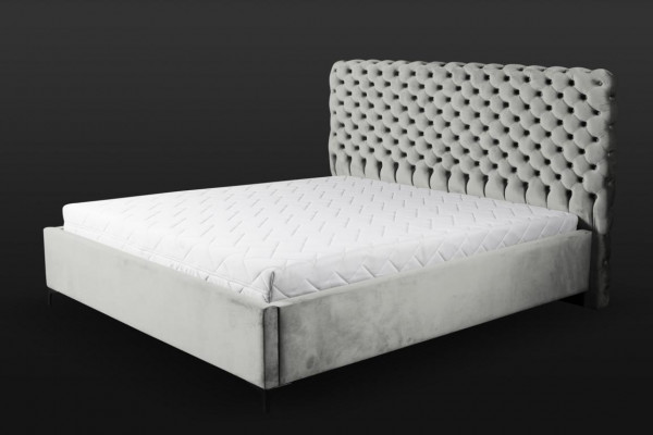 Gray Chesterfield Bed Classic Bedroom Furniture Design Elegant Fabric
