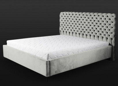 Gray Chesterfield Bed Classic Bedroom Furniture Design Elegant Fabric
