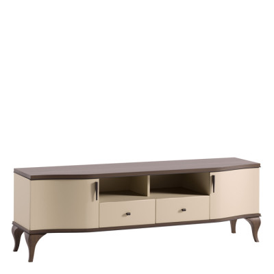 Aesthetic wooden TV cabinet dresser in beige tones