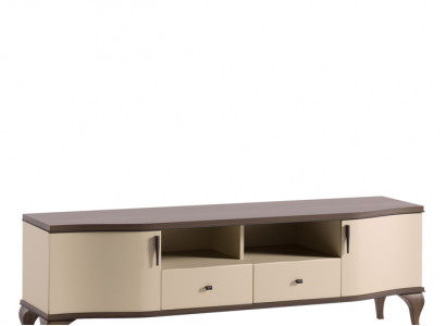 Aesthetic wooden TV cabinet dresser in beige tones