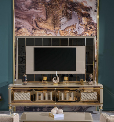 Wall to the living room TV stand TV stand in luxurious premium design made of stainless steel