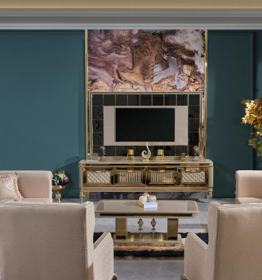Wall to the living room TV stand TV stand in luxurious premium design made of stainless steel