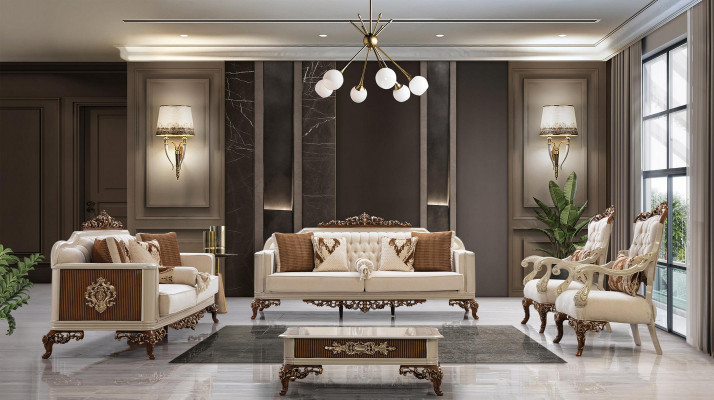 Sofa set 3+1+1+1 seater coffee table luxury suite sofa armchair fabric baroque
