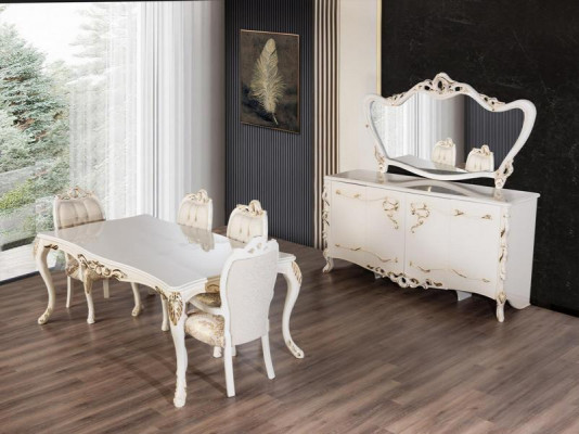 Dining Room Set 9-piece Luxury Suite Table 6x Chairs Sideboard Mirror New Furniture