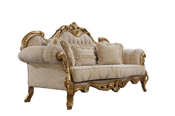Chesterfield sofa and armchair in beige with high-quality luxury design