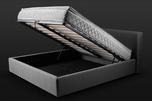 Gray double bed upholstered beds bed frame design elegant fabric bed