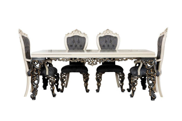 Luxury Dining Room Set Group 6 Chairs Dining Table Sideboard 9-piece Dining Room Set