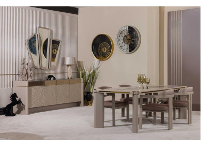 Luxury Dining Room Set Dining Table + 6x Chairs Sideboard with 3x Mirror Dining Sets