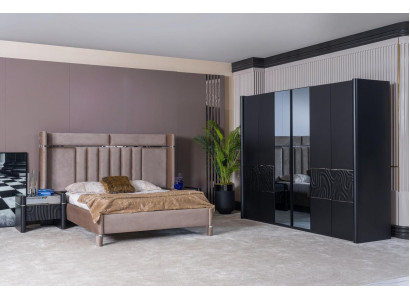 Bedroom Set Complete Bed + 2x Nightstands + Wardrobe 4-piece.