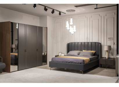 Bedroom set: bed, 2 bedside tables, wardrobe, dressing table with mirror, 5-piece set
